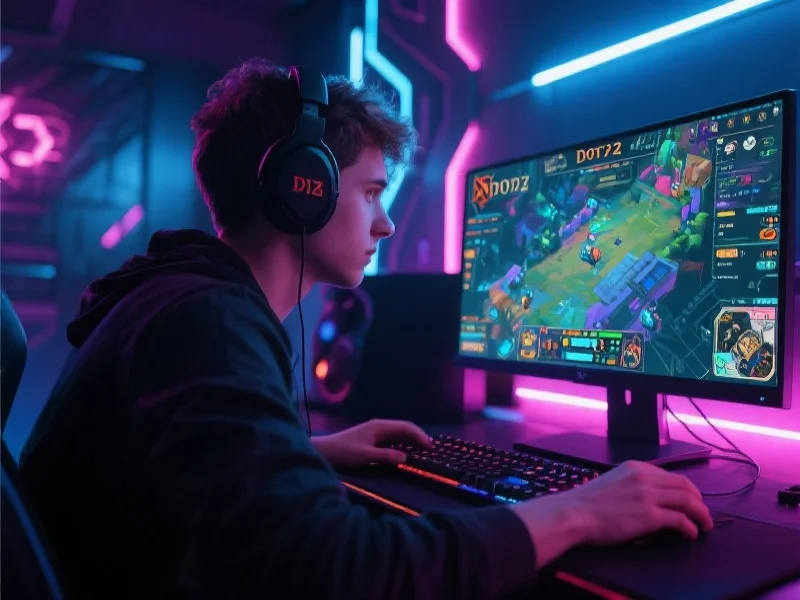 专注的DOTA2电竞玩家